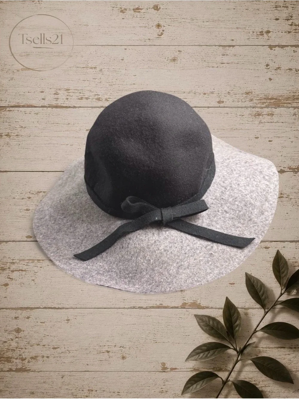 Charming Charlie Vintage Two-Tone 100% Wool Felt Floppy Hat